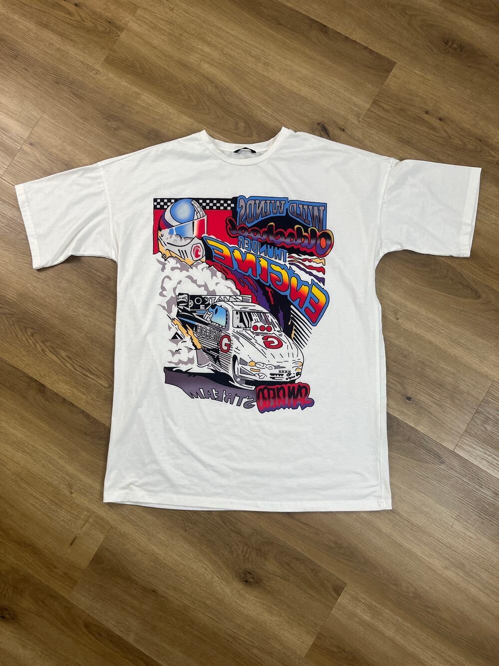 Racing Graphic Tee No Size Tag Mirrored Print XXL